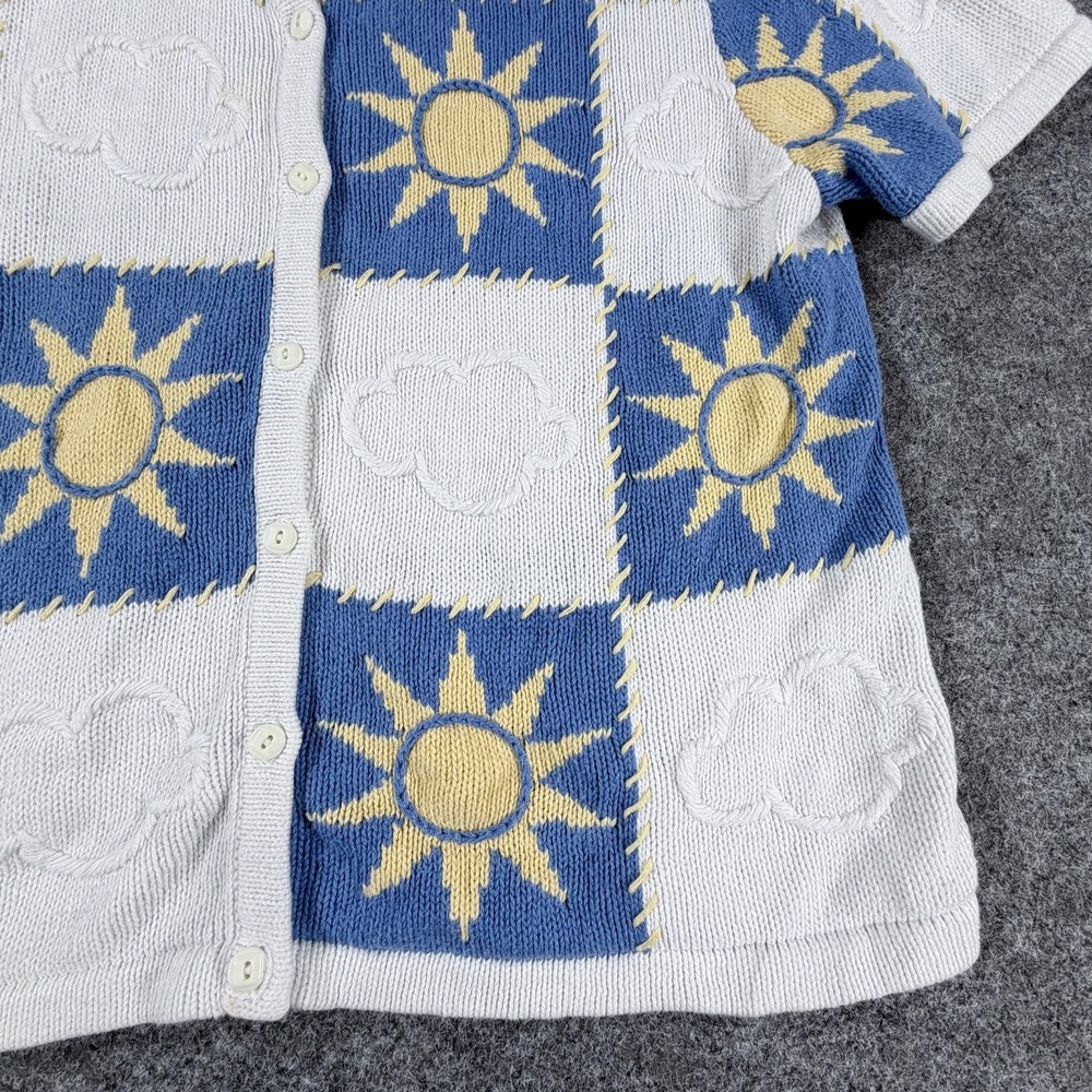 Christopher & Banks Cardigan Sweater Womens M Blue White Cloud Hand Embroidered - Picture 6 of 16